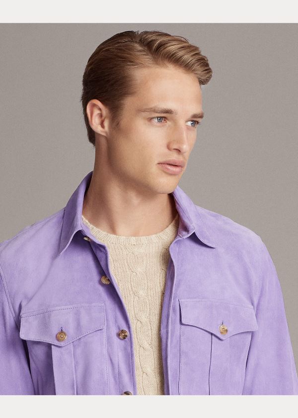 Ralph Lauren Semišové Overshirt Fialové | pzKdDgLG