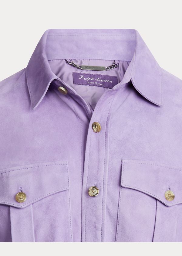Ralph Lauren Semišové Overshirt Fialové | pzKdDgLG