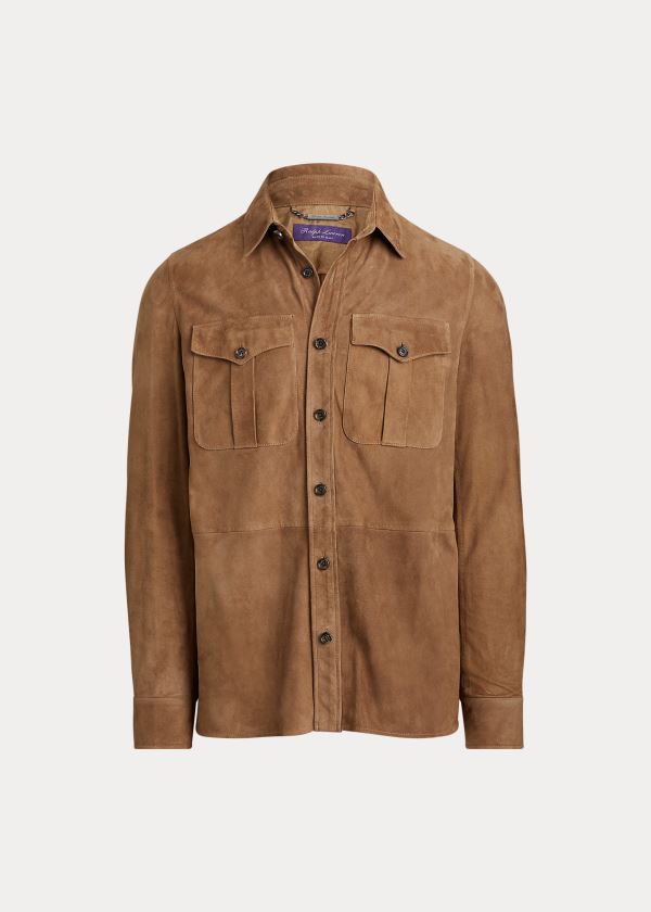 Ralph Lauren Semišové Overshirt Hnědožlutý | aOypLMju