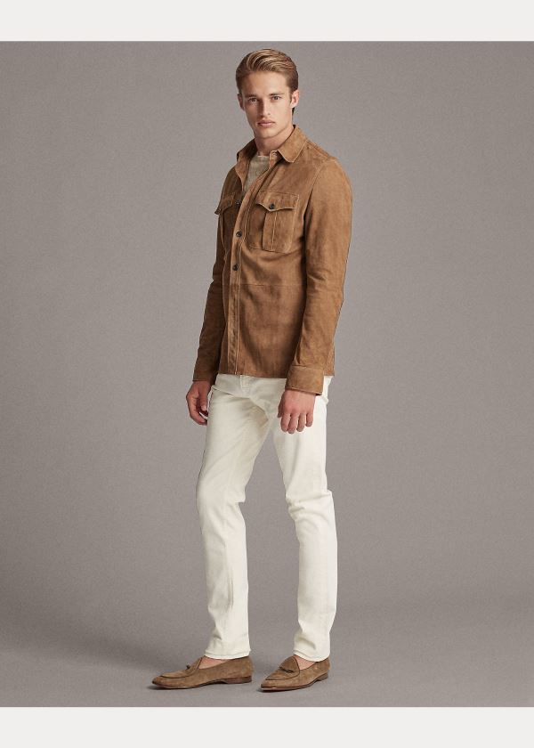 Ralph Lauren Semišové Overshirt Hnědožlutý | aOypLMju