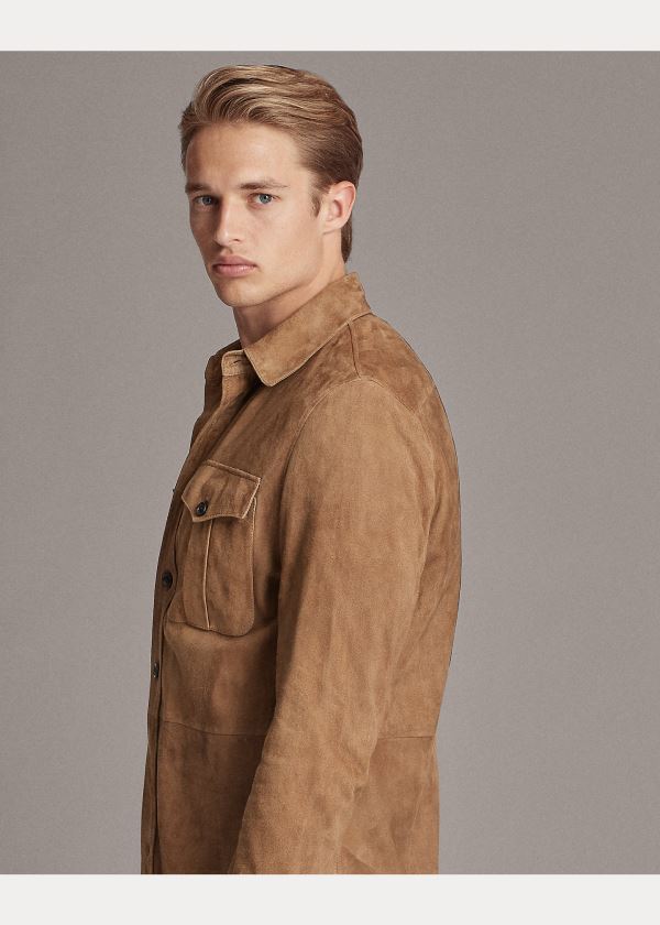 Ralph Lauren Semišové Overshirt Hnědožlutý | aOypLMju