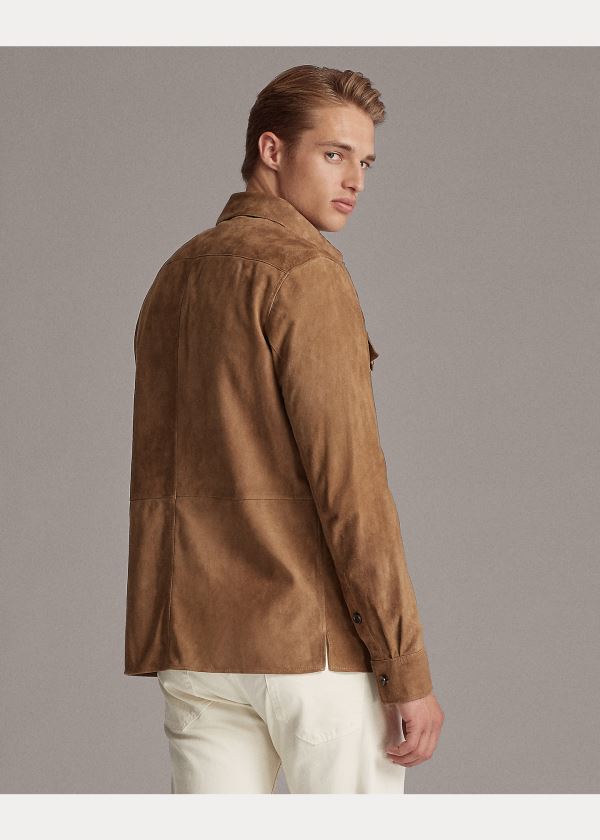 Ralph Lauren Semišové Overshirt Hnědožlutý | aOypLMju