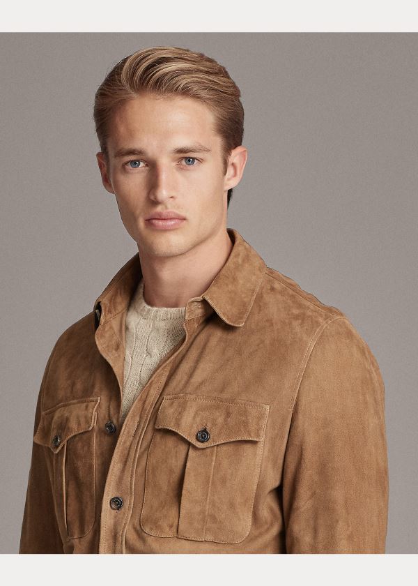 Ralph Lauren Semišové Overshirt Hnědožlutý | aOypLMju