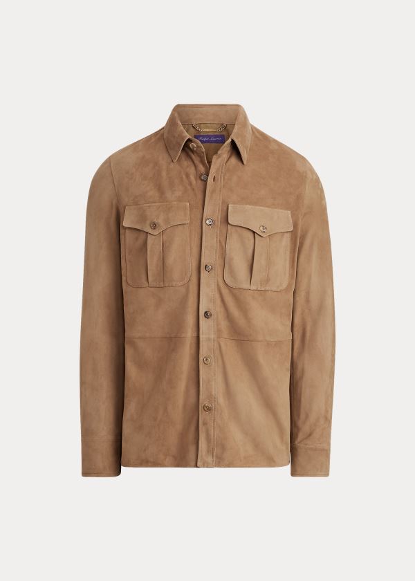 Ralph Lauren Semišové Overshirt Světle Hnědé | XPJgp5KG