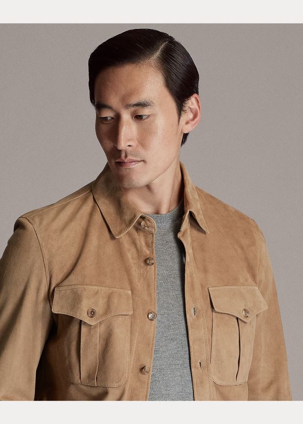 Ralph Lauren Semišové Overshirt Světle Hnědé | XPJgp5KG