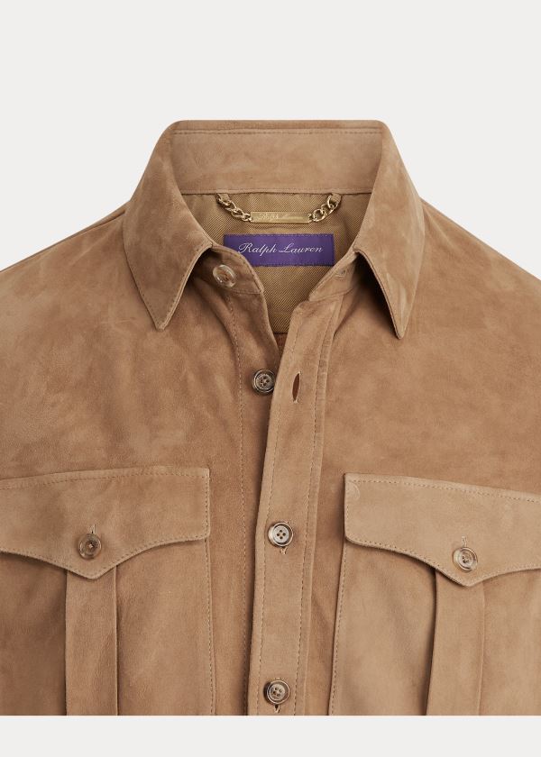Ralph Lauren Semišové Overshirt Světle Hnědé | XPJgp5KG