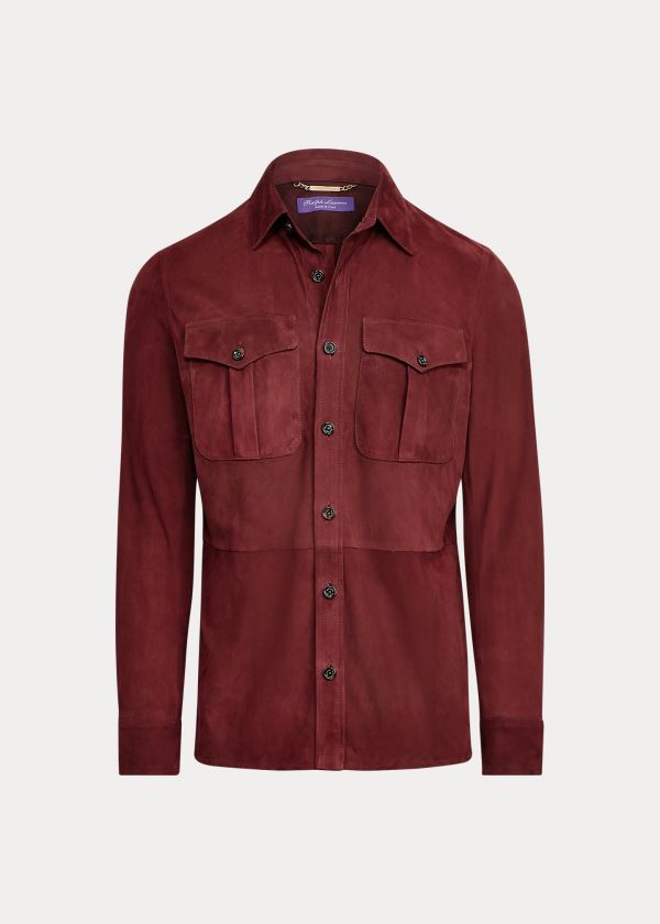 Ralph Lauren Semišové Overshirt Vínové | MxQHBimF
