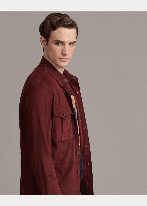 Ralph Lauren Semišové Overshirt Vínové | MxQHBimF