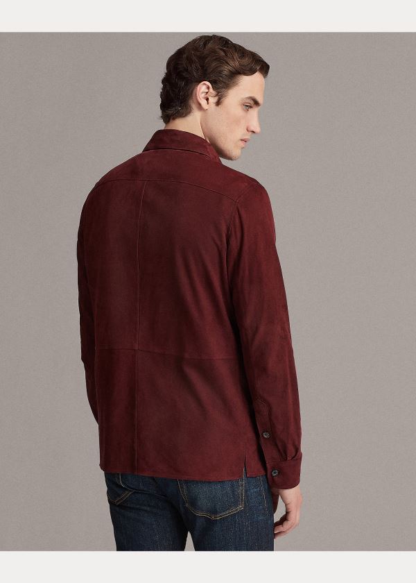 Ralph Lauren Semišové Overshirt Vínové | MxQHBimF
