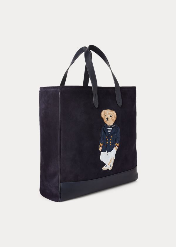 Ralph Lauren Semišové Polo Bear Tote Tmavě Blankyt | Qd6mcIwd
