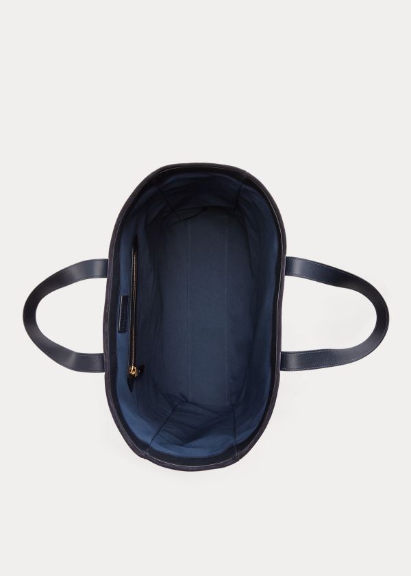 Ralph Lauren Semišové Polo Bear Tote Tmavě Blankyt | Qd6mcIwd