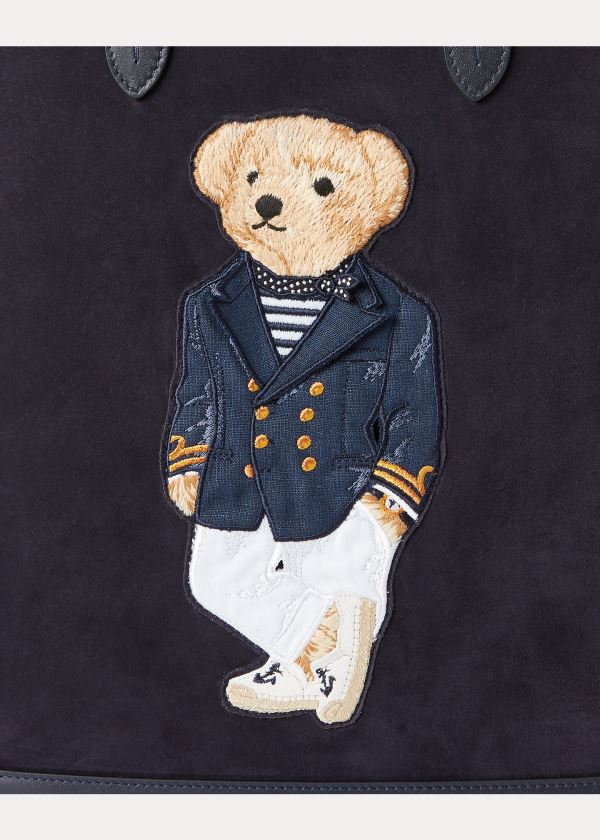 Ralph Lauren Semišové Polo Bear Tote Tmavě Blankyt | Qd6mcIwd