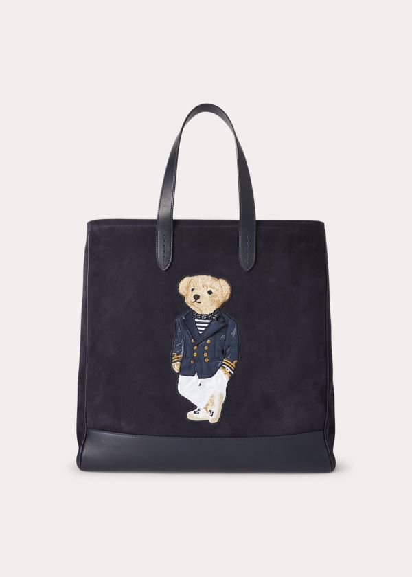 Ralph Lauren Semišové Polo Bear Tote Tmavě Blankyt | Qd6mcIwd
