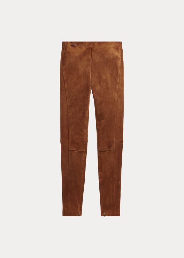 Ralph Lauren Semišové Skinny Pant Hnědé | 4ZwiDdvb