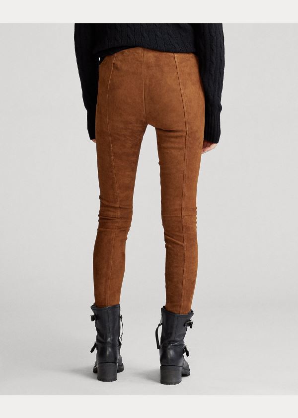 Ralph Lauren Semišové Skinny Pant Hnědé | 4ZwiDdvb
