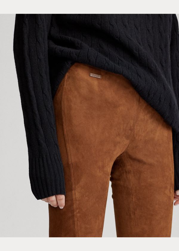 Ralph Lauren Semišové Skinny Pant Hnědé | 4ZwiDdvb
