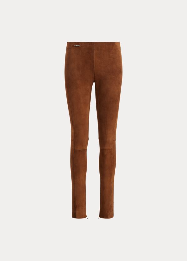 Ralph Lauren Semišové Skinny Pant Hnědé | LAexTM3m