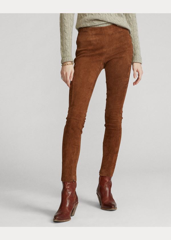 Ralph Lauren Semišové Skinny Pant Hnědé | LAexTM3m