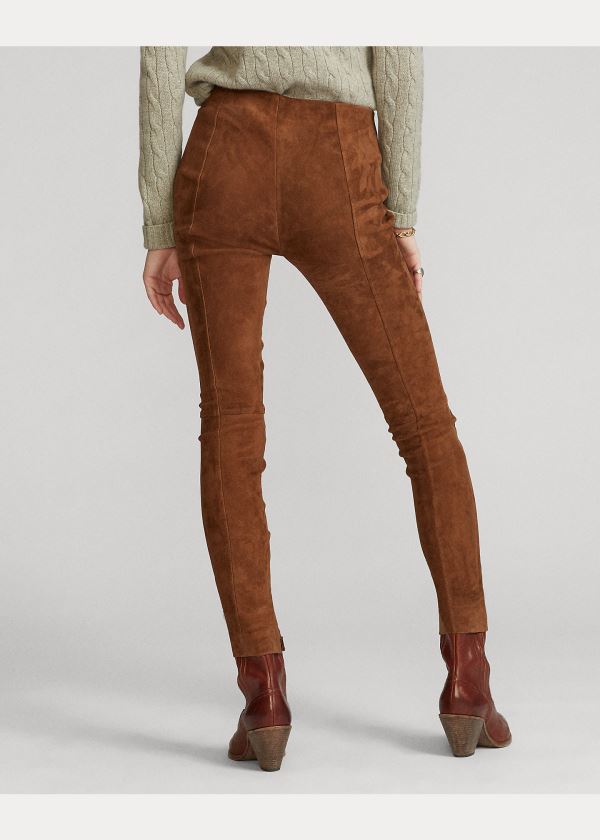 Ralph Lauren Semišové Skinny Pant Hnědé | LAexTM3m