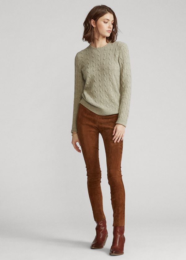 Ralph Lauren Semišové Skinny Pant Hnědé | LAexTM3m