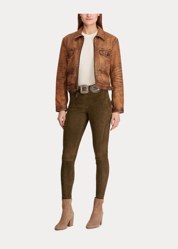 Ralph Lauren Semišové Skinny Pant Zelene | 2SpbKjT0