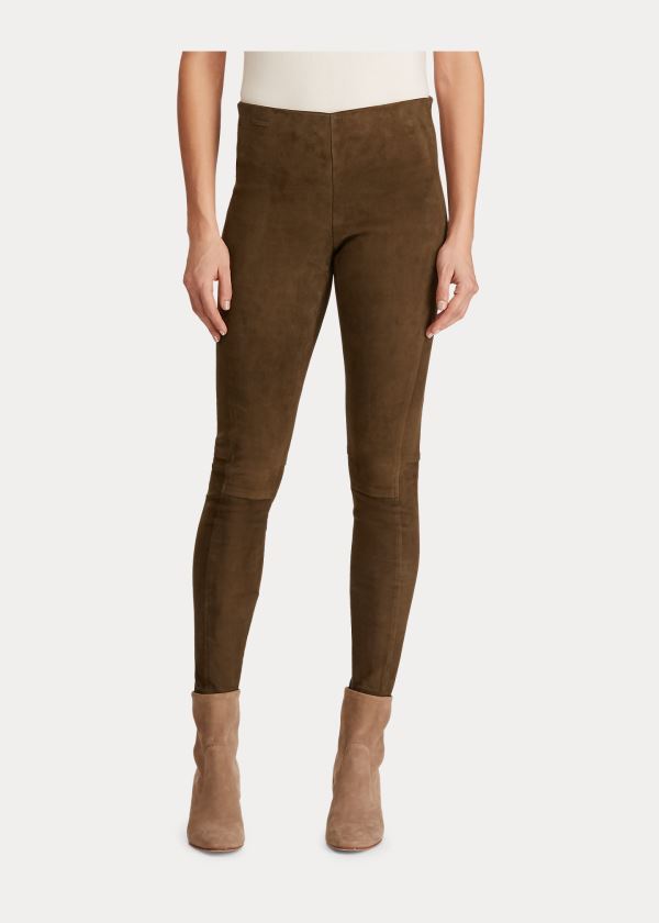 Ralph Lauren Semišové Skinny Pant Zelene | 2SpbKjT0
