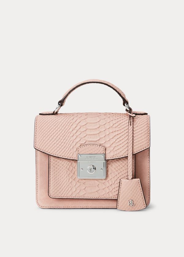 Ralph Lauren Semišové Small Satchel Růžové | BCRYgetX