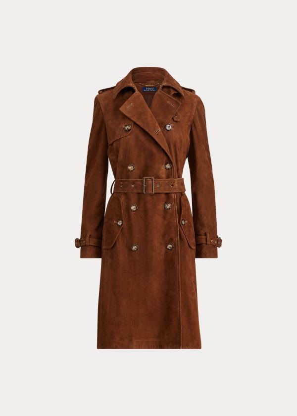 Ralph Lauren Semišové Trench Coat Hnědé | sFJOrUUX