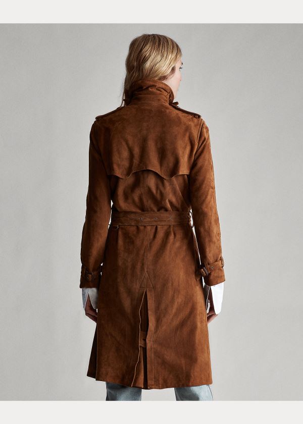 Ralph Lauren Semišové Trench Coat Hnědé | sFJOrUUX