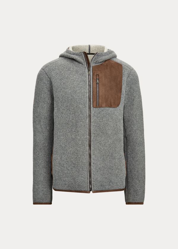 Ralph Lauren Semišové-Trim Full-Zip Hoodie Šedé Viacfarebný | 1rpMWle8