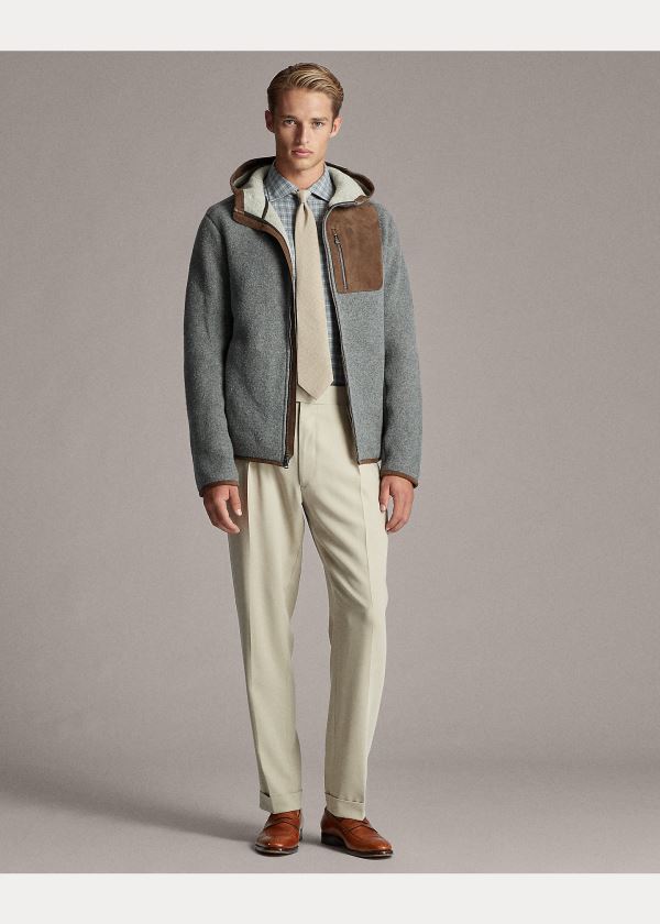 Ralph Lauren Semišové-Trim Full-Zip Hoodie Šedé Viacfarebný | 1rpMWle8