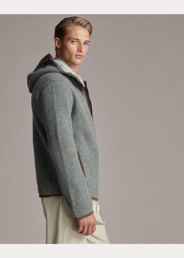Ralph Lauren Semišové-Trim Full-Zip Hoodie Šedé Viacfarebný | 1rpMWle8