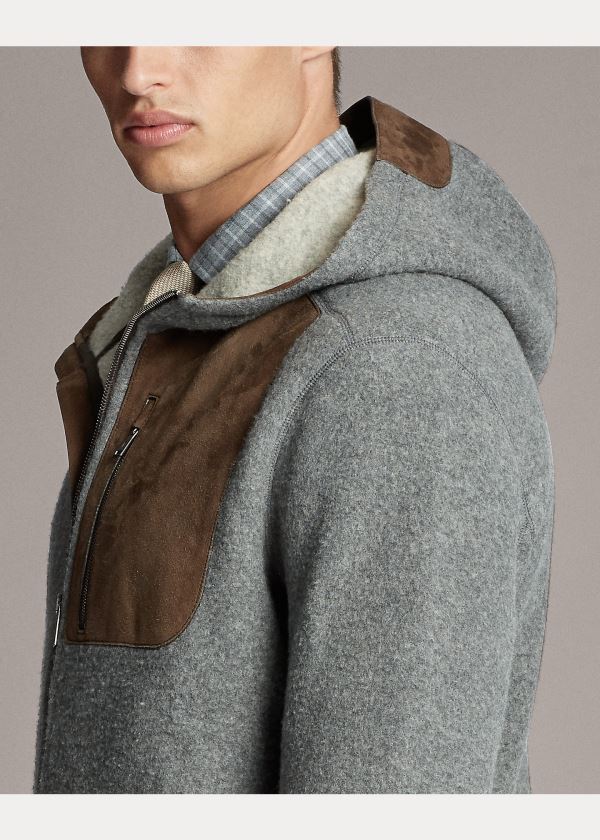 Ralph Lauren Semišové-Trim Full-Zip Hoodie Šedé Viacfarebný | 1rpMWle8
