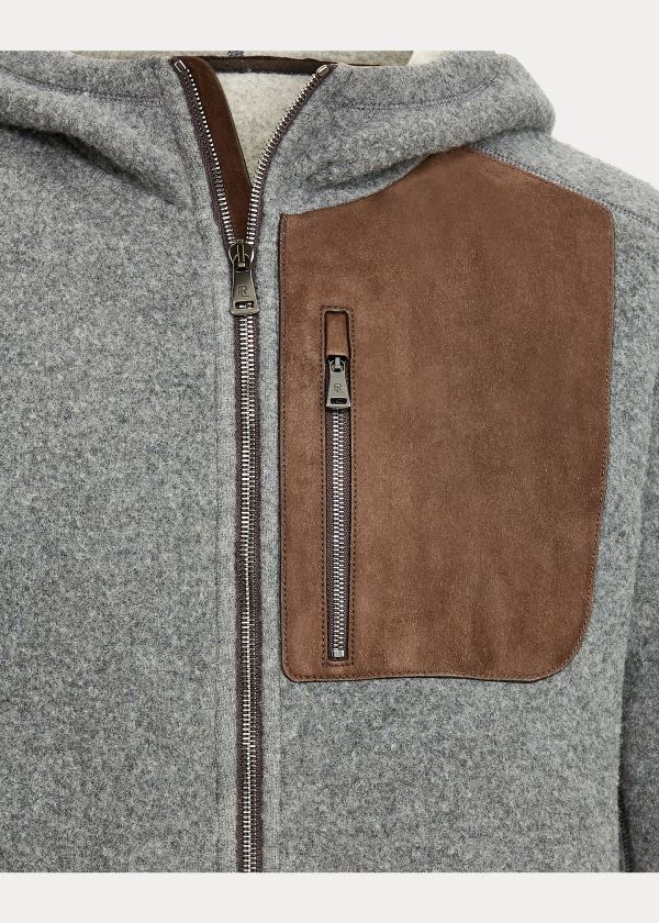 Ralph Lauren Semišové-Trim Full-Zip Hoodie Šedé Viacfarebný | 1rpMWle8