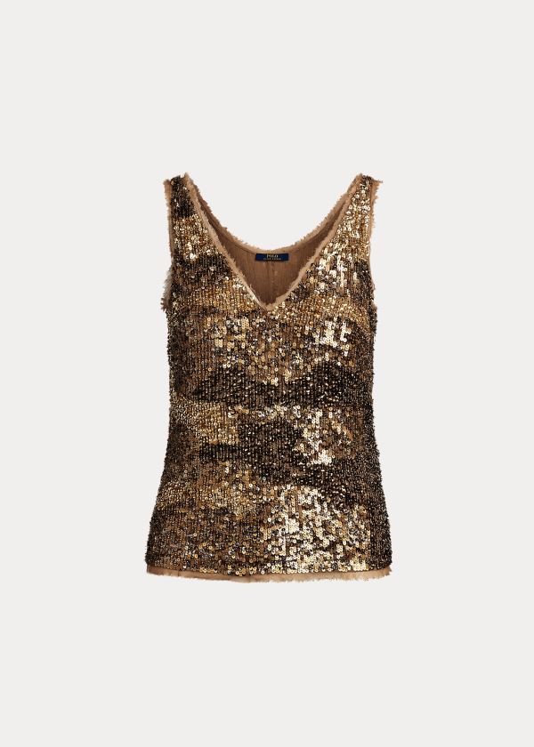 Ralph Lauren Sequined Tank Top Tmavě Blankyt Viacfarebný | CT6Quaxi