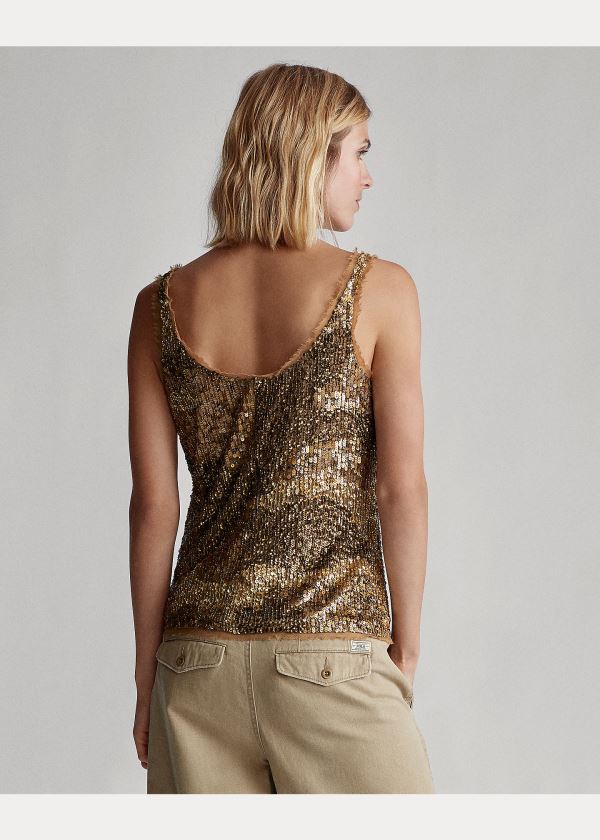 Ralph Lauren Sequined Tank Top Tmavě Blankyt Viacfarebný | CT6Quaxi