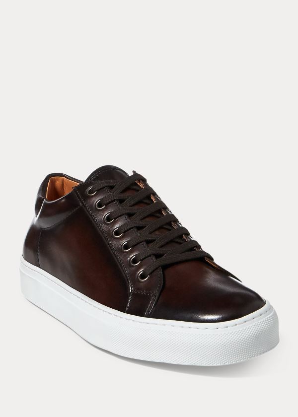 Ralph Lauren Severn Calfskin Sneakers Tmavě Hnědé | aEE7qCoV