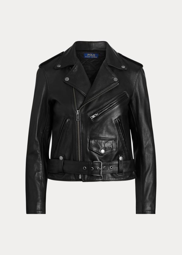 Ralph Lauren Sheepskin Moto Jacket Černé | DcurjF3l