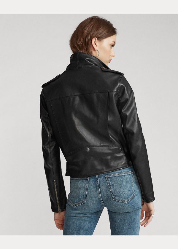 Ralph Lauren Sheepskin Moto Jacket Černé | DcurjF3l