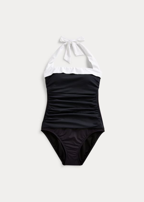 Ralph Lauren Shirred Bandeau One-Piece Černé | 9QnCb6CT