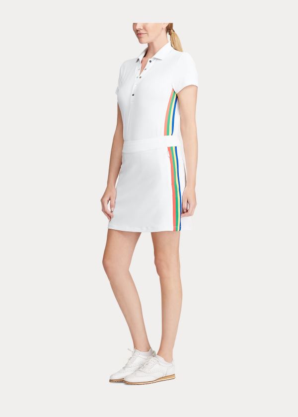 Ralph Lauren Side-Stripe Golfové Skort Bílé | 7Ii5CvbR