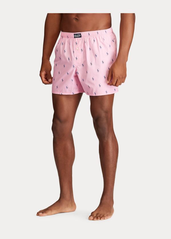 Ralph Lauren Signature Pony Bavlněné Boxerské Růžové Blankyt | IRVIGbUX