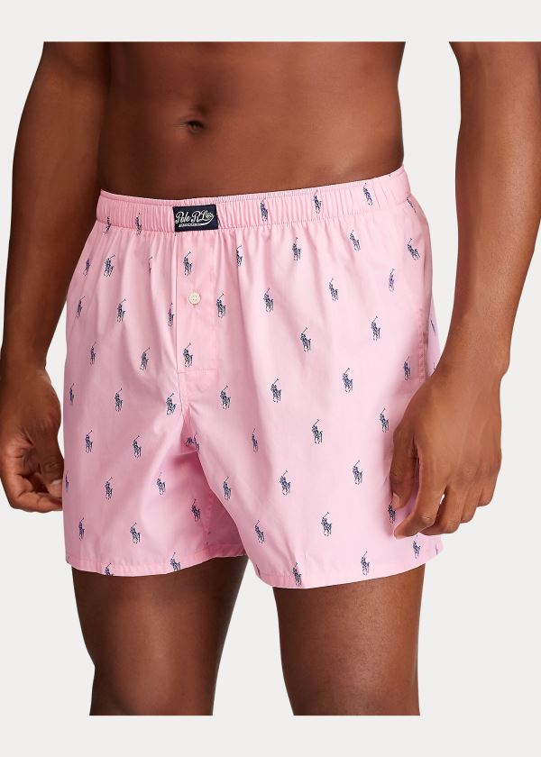 Ralph Lauren Signature Pony Bavlněné Boxerské Růžové Blankyt | IRVIGbUX