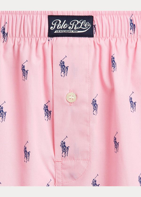 Ralph Lauren Signature Pony Bavlněné Boxerské Růžové Blankyt | IRVIGbUX