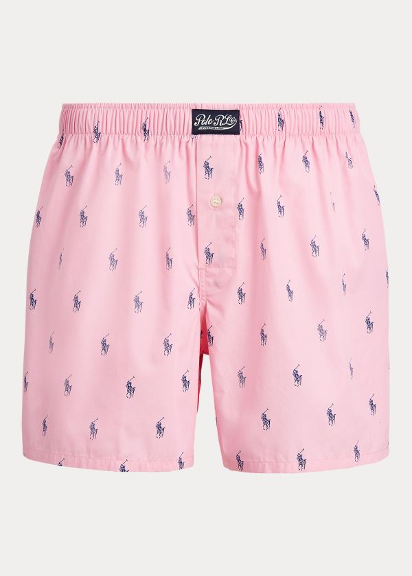 Ralph Lauren Signature Pony Bavlněné Boxerské Růžové Blankyt | IRVIGbUX
