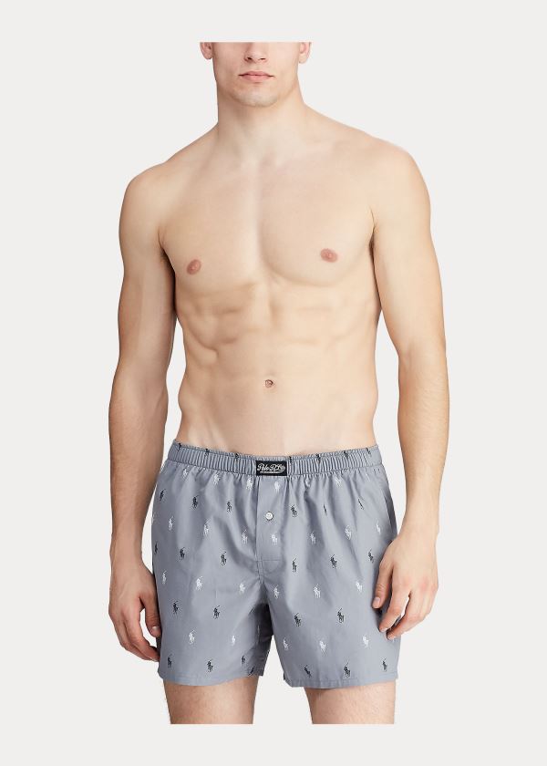 Ralph Lauren Signature Pony Bavlněné Boxerské Šedé Černé Bílé | Mh7lWdeX