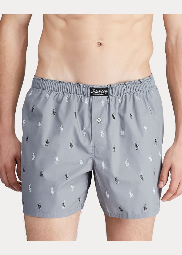 Ralph Lauren Signature Pony Bavlněné Boxerské Šedé Černé Bílé | Mh7lWdeX