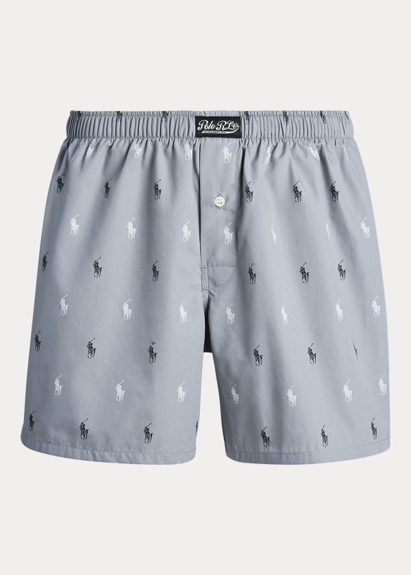 Ralph Lauren Signature Pony Bavlněné Boxerské Šedé Černé Bílé | Mh7lWdeX