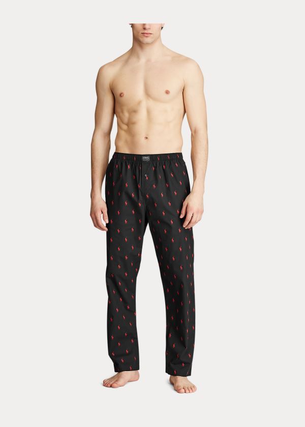 Ralph Lauren Signature Pony Pajama Pant Černé Červené | atx2tB0u