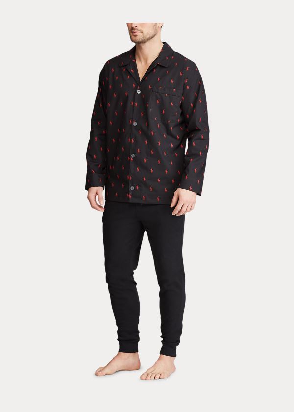 Ralph Lauren Signature Pony Pajama Shirt Černé Červené | MP60tJSc